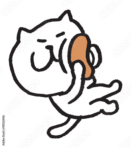 色々なスポーツをする目が細いかわいい白猫キャラ