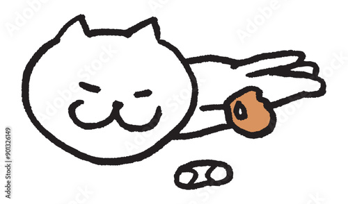 色々なスポーツをする目が細いかわいい白猫キャラ