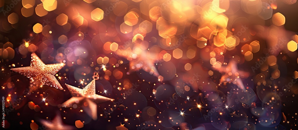 Abstract holiday background with sparkling stars on a blurred bokeh backdrop ideal for use as a copy space image Abstract holiday background with sparkling stars on a blurred bokeh backdrop ideal for use as a copy space image