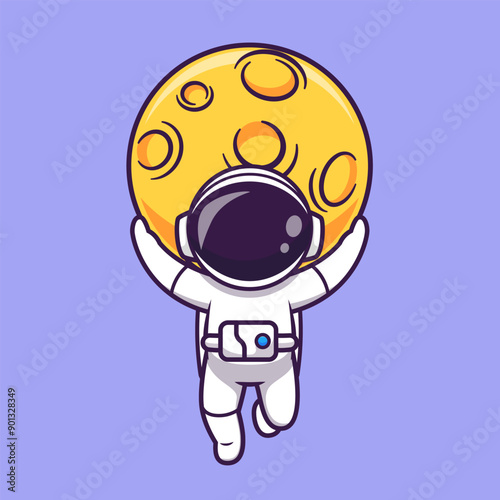 Cute Astronaut Bring Moon In Space Cartoon Vector Icon
Illustration. Science Technology Icon Concept Isolated
Premium Vector. Flat Cartoon Style
