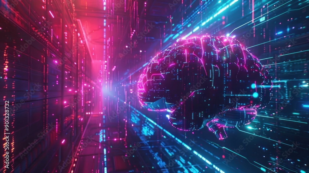 Fototapeta premium Digital Brain in a Cyber Space