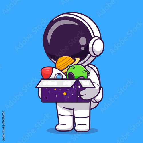 Cute Astronaut Bring Space Toys In Box Cartoon Vector Icon
Illustration Science Technology Icon Concept Isolated
Premium Vector. Flat Cartoon Style