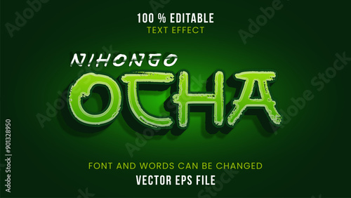 Editable text effect with playful japanese drink ocha style