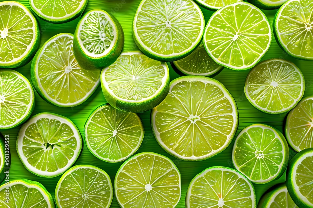 Vibrant Lime Slices: Symmetrical Pattern, Refreshing Wallpaper Vibrant Lime Slices: Symmetrical Pattern, Refreshing Wallpaper