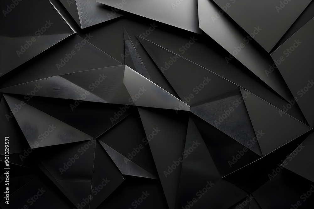 Black geometric background with dark gray paper triangles. Abstract minimal concept. High quality photo, high resolution, ultra realistic photography Black geometric background with dark gray paper triangles. Abstract minimal concept. High quality photo, high resolution, ultra realistic photography