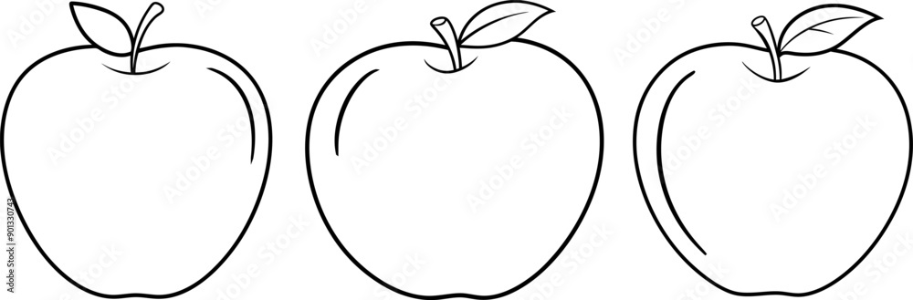 Apple fruit outline coloring book page and digital line art Apple fruit outline coloring book page and digital line art