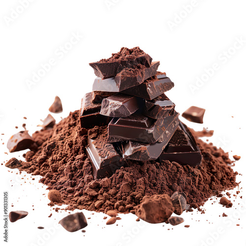 Cocoa Powder Arranged Neatly on a Clear Background photo