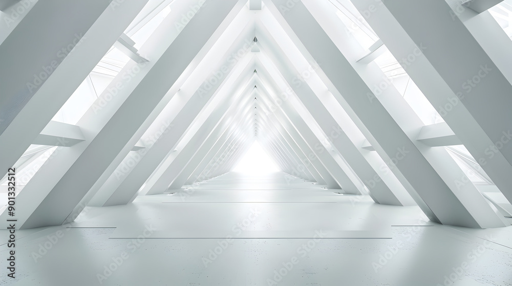abstract white futuristic triangle tunnel architecture. Generative Ai. abstract white futuristic triangle tunnel architecture. Generative Ai.
