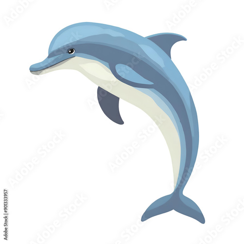 A playful dolphin swimming gracefully in the ocean, showcasing its beautiful colors and agile movements in serene waters.
