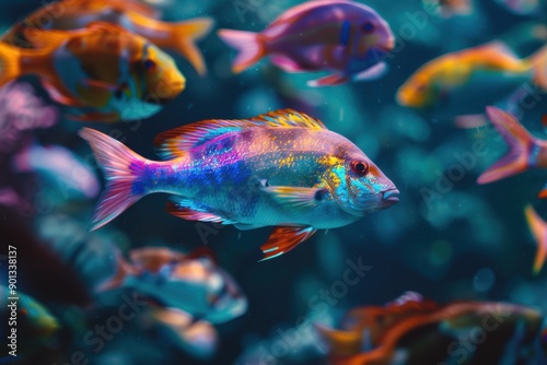 Fish Swimming: Colorful Tropical Fish in Underwater World