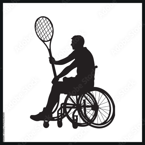 Wheelchair Tennis Silhouette . Wheelchair sport . Tennis handisport 