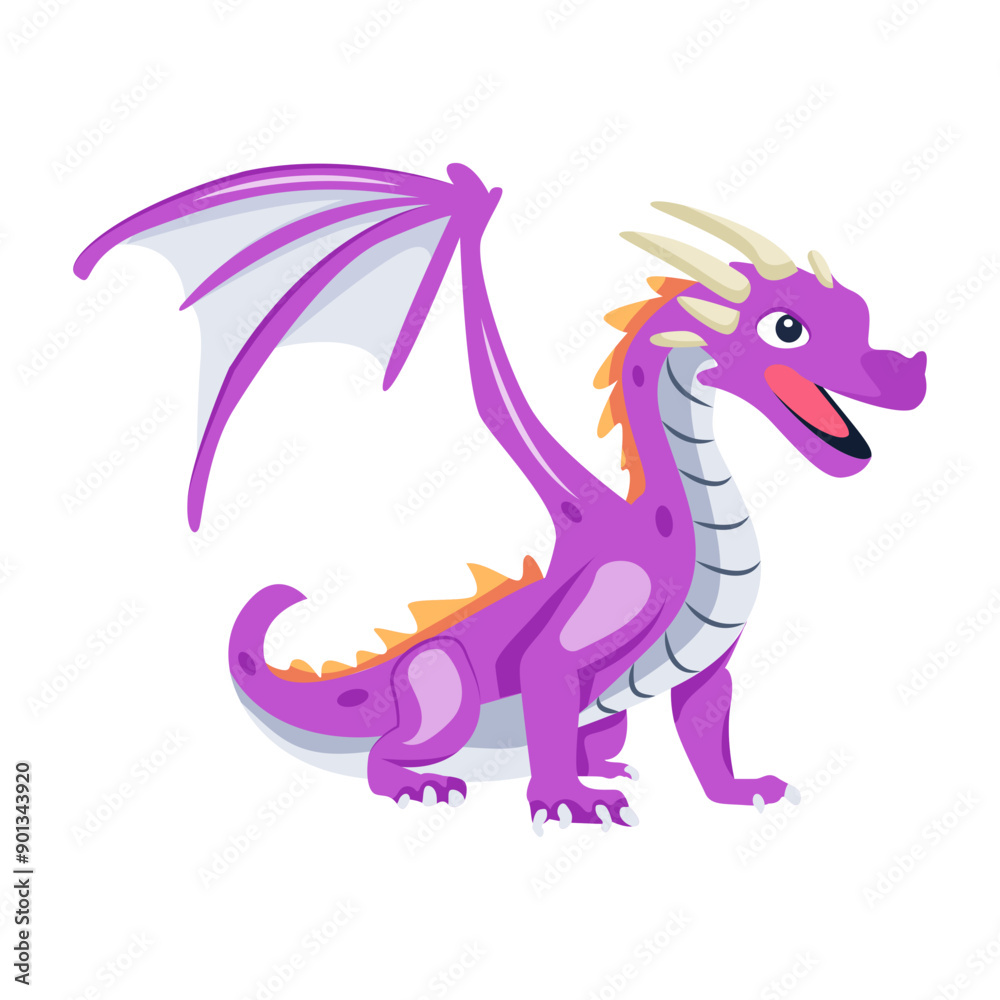 A flat icon of dragon mascot with wings
A flat icon of dragon mascot with wings
