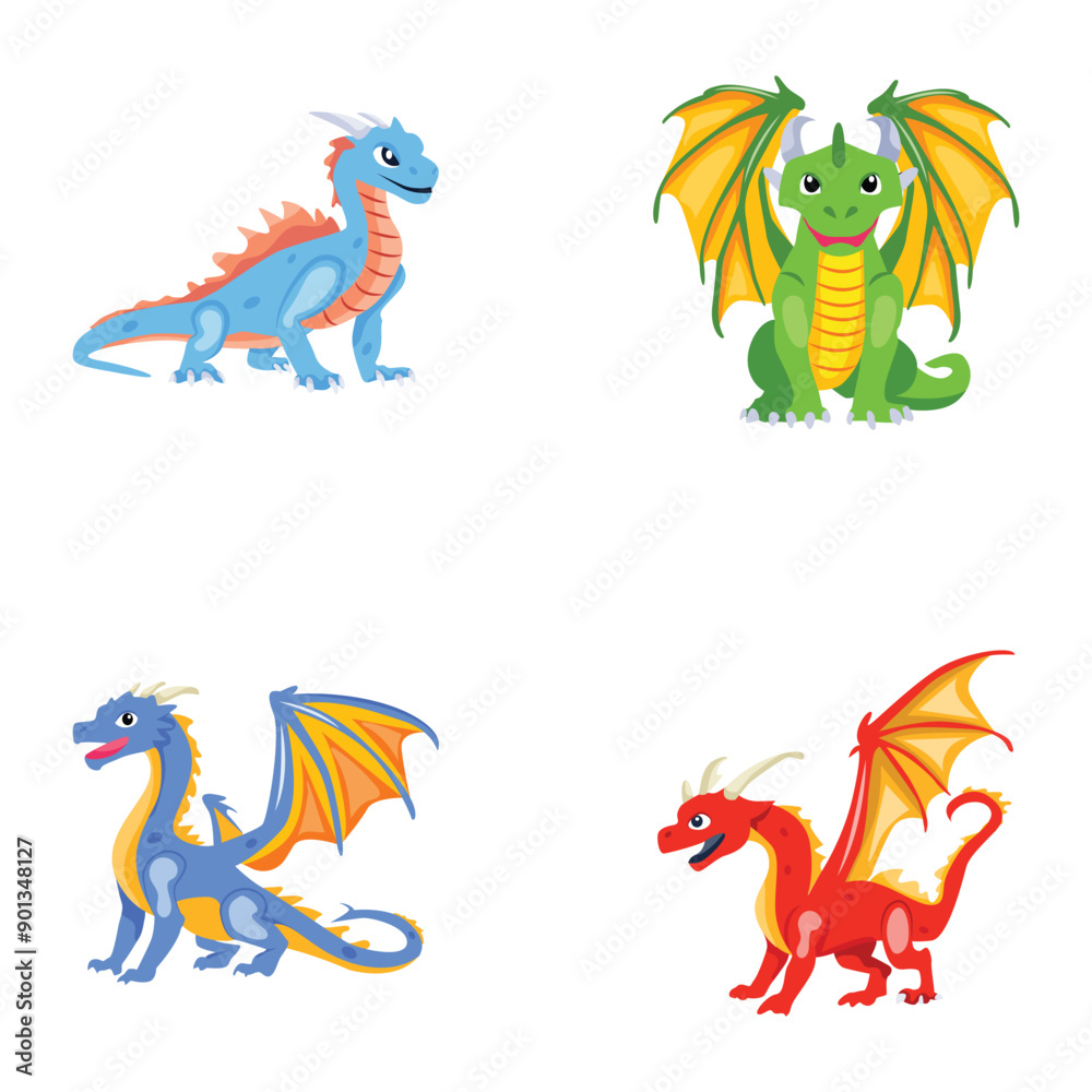 Basic RGBPack of Dragon Mascot Flat Vectors
Basic RGBPack of Dragon Mascot Flat Vectors