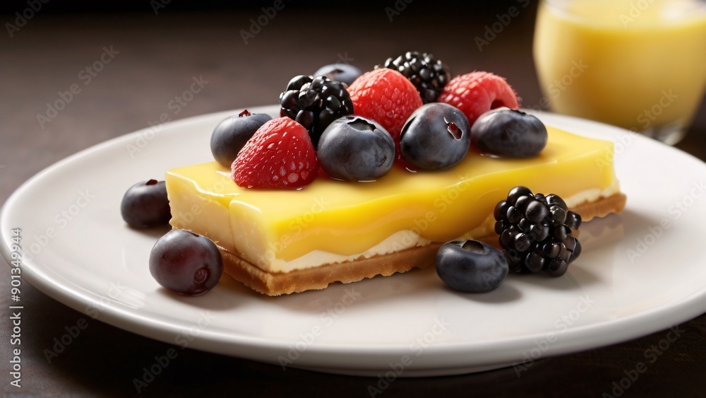 Fruit tart with fresh berries and custard Fruit tart with fresh berries and custard