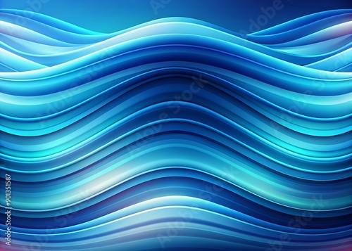 Vibrant blue gradient smoothly transitions into a fluid, wavy pattern, evoking a sense of dynamic movement and serenity in this abstract, high-contrast digital design. photo