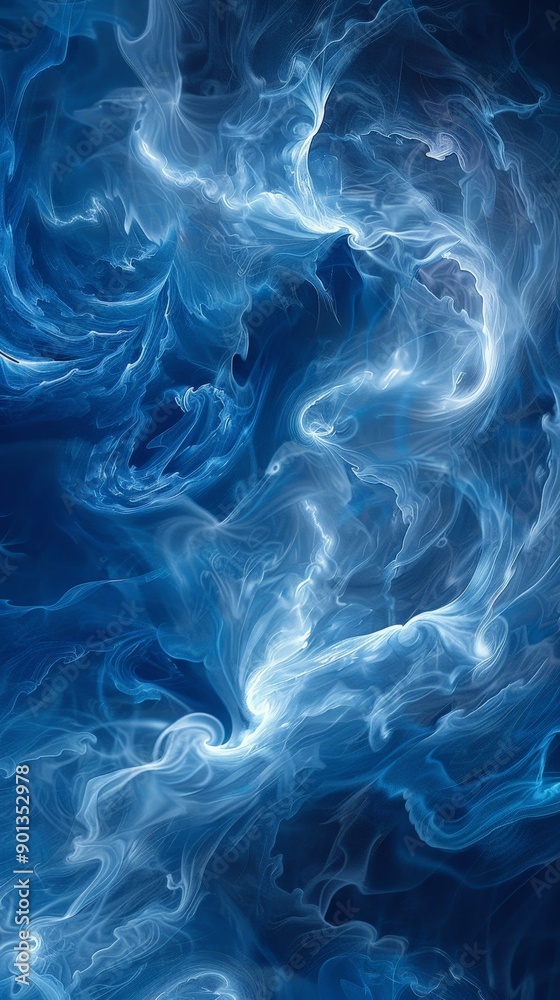 Ocean Waves Abstract in Swirling Blue Shades Ocean Waves Abstract in Swirling Blue Shades