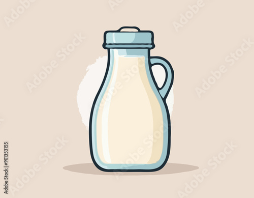 Baby milk bottle in cartoon flat style, stock vector illustration