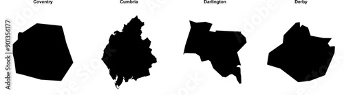Coventry, Cumbria, Darlington, Derby outline maps