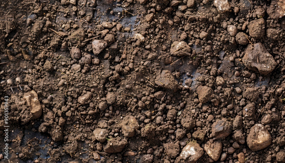 Close Up View of Brown Soil With Pebbles and Small Rocks Close Up View of Brown Soil With Pebbles and Small Rocks