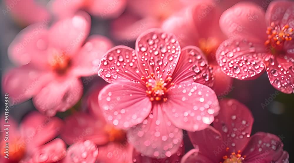 Pink Flowers with Dew Drops Pink Flowers with Dew Drops