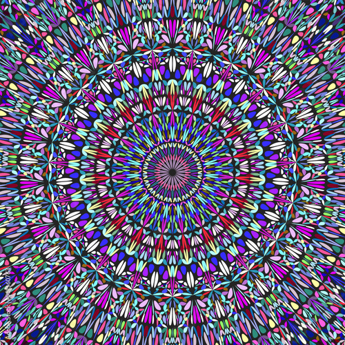 Abstract geometrical dynamic flower ornament pattern background - floral colorful psychedelic hypnotic vector graphic