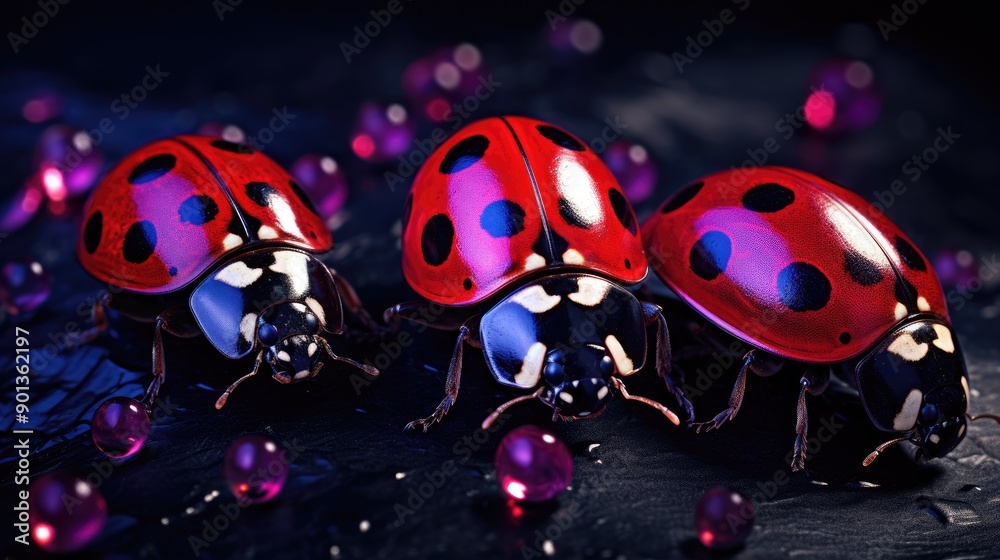 Fototapeta premium small red ladybugs 