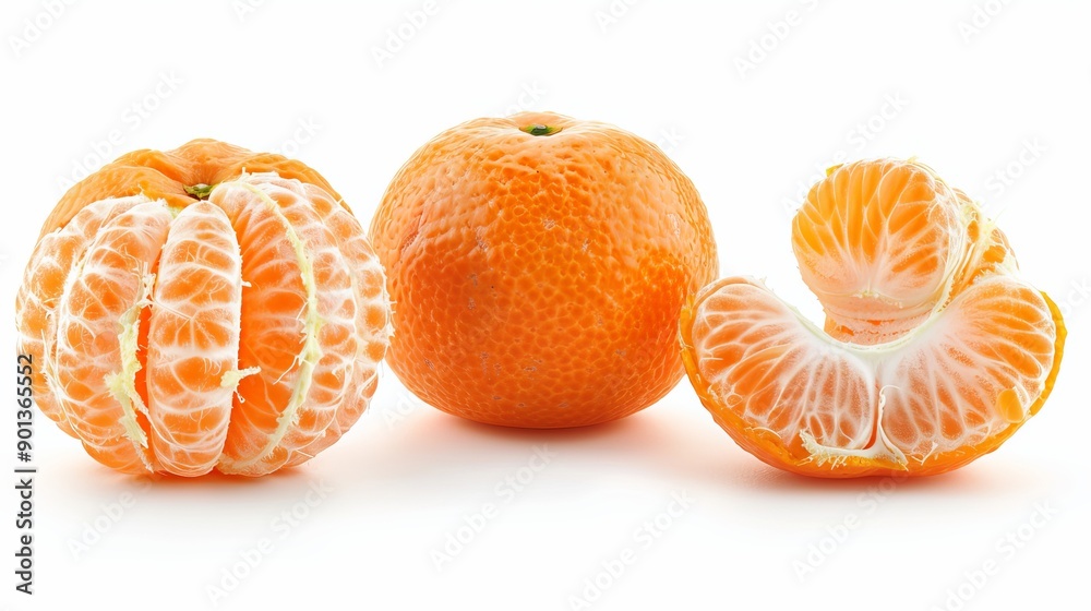 Mandarin fruit isolated on a white background, showcasing its vibrant orange skin and succulent segments. Mandarin fruit isolated on a white background, showcasing its vibrant orange skin and succulent segments.