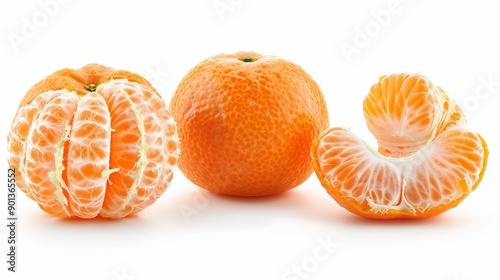 Mandarin fruit isolated on a white background, showcasing its vibrant orange skin and succulent segments.