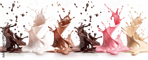 Milk shake splash collection isolated on white background