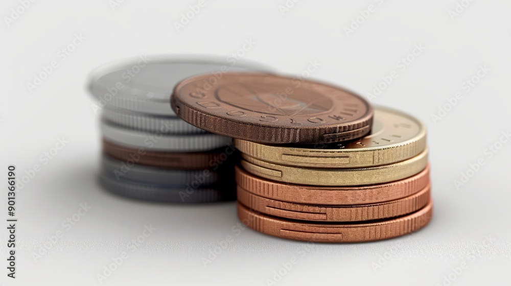 Stack of coins isolated on a white background Stack of coins isolated on a white background