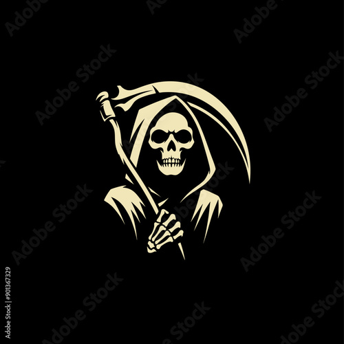 silhouette illustration logo of grim reaper