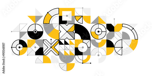Abstract vector geometric background, tech engineering look like shapes and lines composition, mechanical engine industry style, modular mosaic isolated.