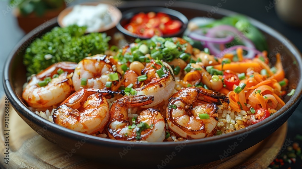Shrimp Bowl with Rice and Vegetables Shrimp Bowl with Rice and Vegetables