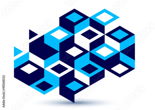 Isometric 3D cubes vector abstract geometric background, abstraction art polygonal graphic design wallpaper, cubic shapes and forms composition lowpoly style.