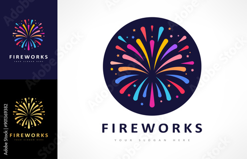 fireworks and stars logo vector design