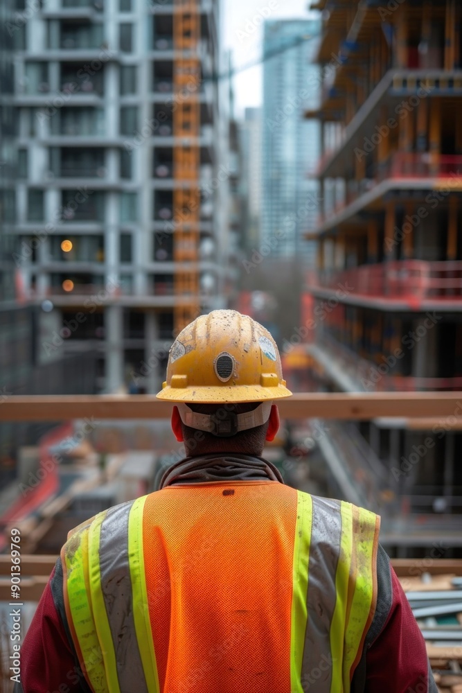 Construction engineer looking hardhat helmet. Construction engineer looking hardhat helmet.