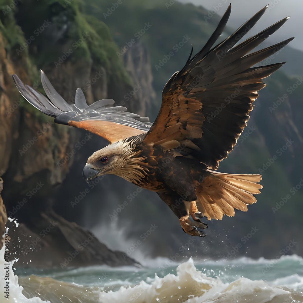 Obraz premium a bird that is flying over the water