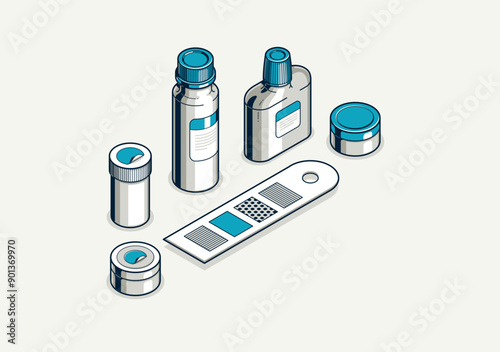 Paints inks and pigments shop vector 3D isometric illustration, wall paints store for decoration and renovation, online or offline shop with big choice.