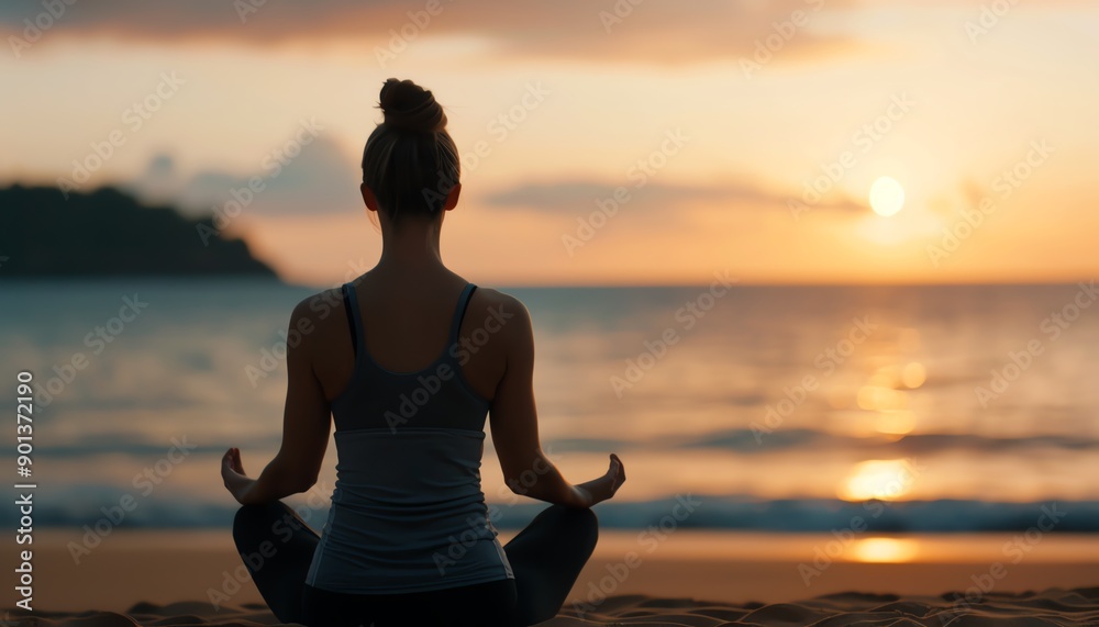 Hyperrealistic shot of a peaceful yoga session, golden hour light, beach setting, Hyperrealistic shot of a peaceful yoga session, golden hour light, beach setting,