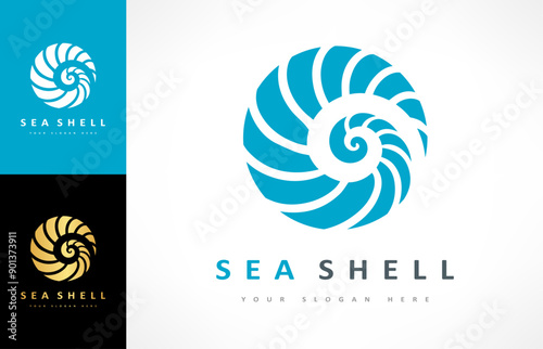 Seashell logo vector. Nature design.