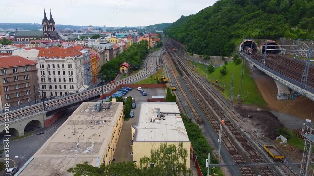 Panoramic view of transport routes in the city of Prague, Czech Republic. Panoramic view of transport routes in the city of Prague, Czech Republic.