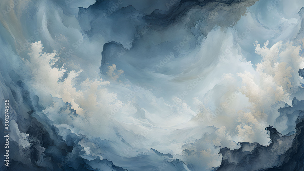 Naklejka premium clouds over the sky watercolour texture 