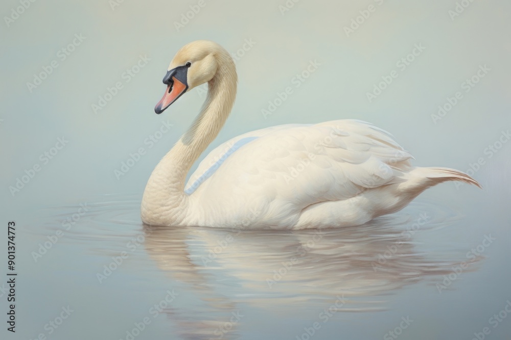 Fototapeta premium Clsoe up on pale swan animal bird anseriformes.