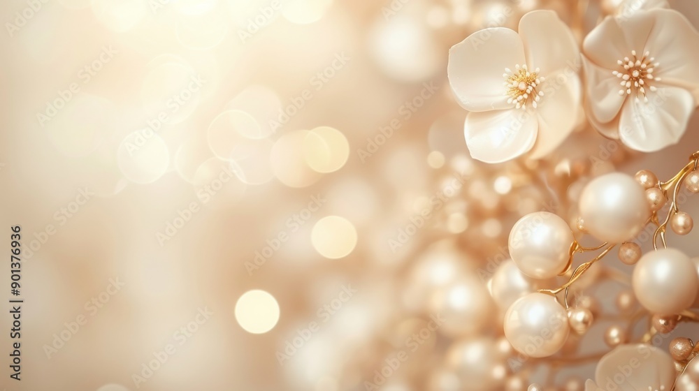 Elegant close-up of delicate flowers and pearls, creating a dreamy, luxurious vibe perfect for weddings or special occasions. Elegant close-up of delicate flowers and pearls, creating a dreamy, luxurious vibe perfect for weddings or special occasions.