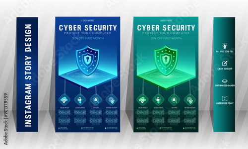 cyber security instagram story design template