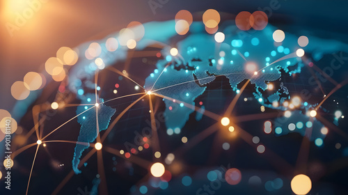 Business development to success and growth concept. Global network business structure. Data analysis and exchange. Generative Ai.