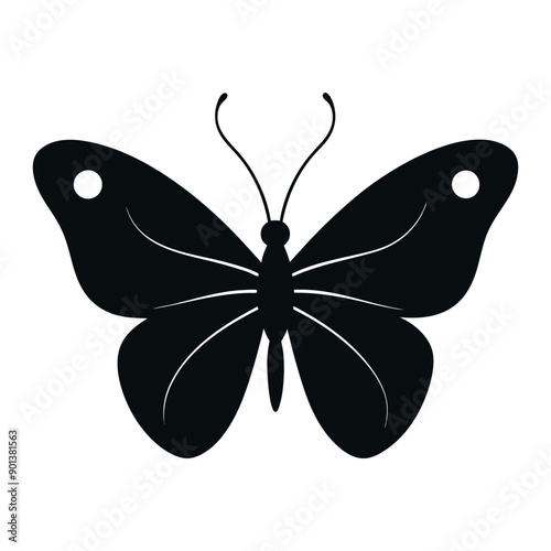 Butterfly silhouette icon Clipart image isolated on white background