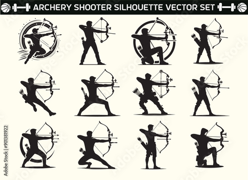 Archery Shooter silhouette vector in illustration