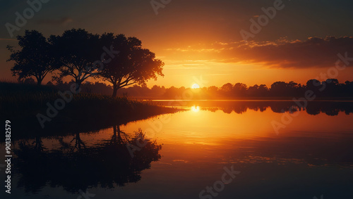 sunset on the lake