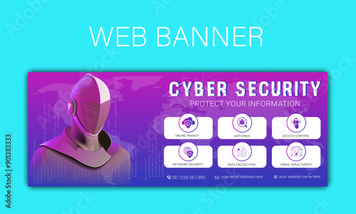 cyber security web slider design template,web banner